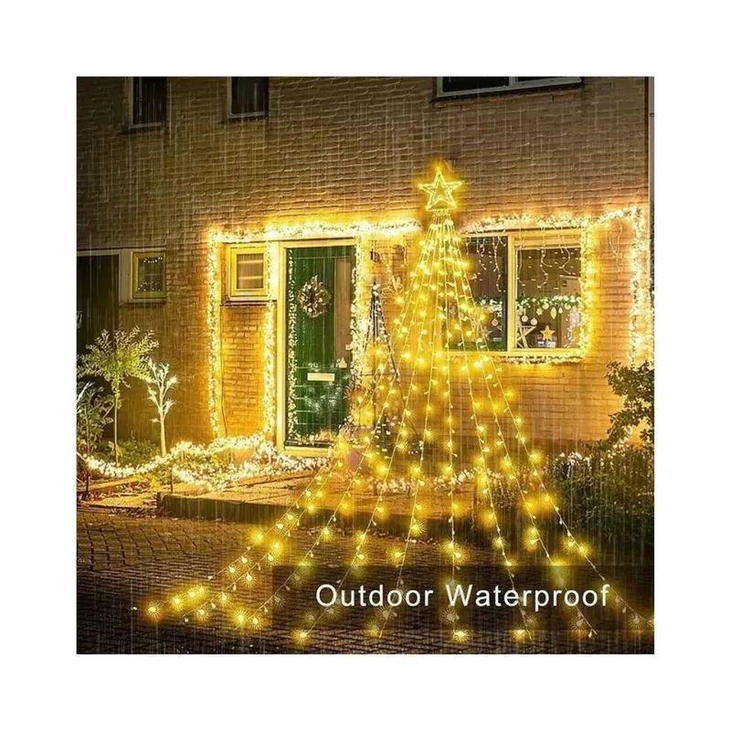 Guirnalda de luces solares con estrella de árbol, 3.5 metros-2