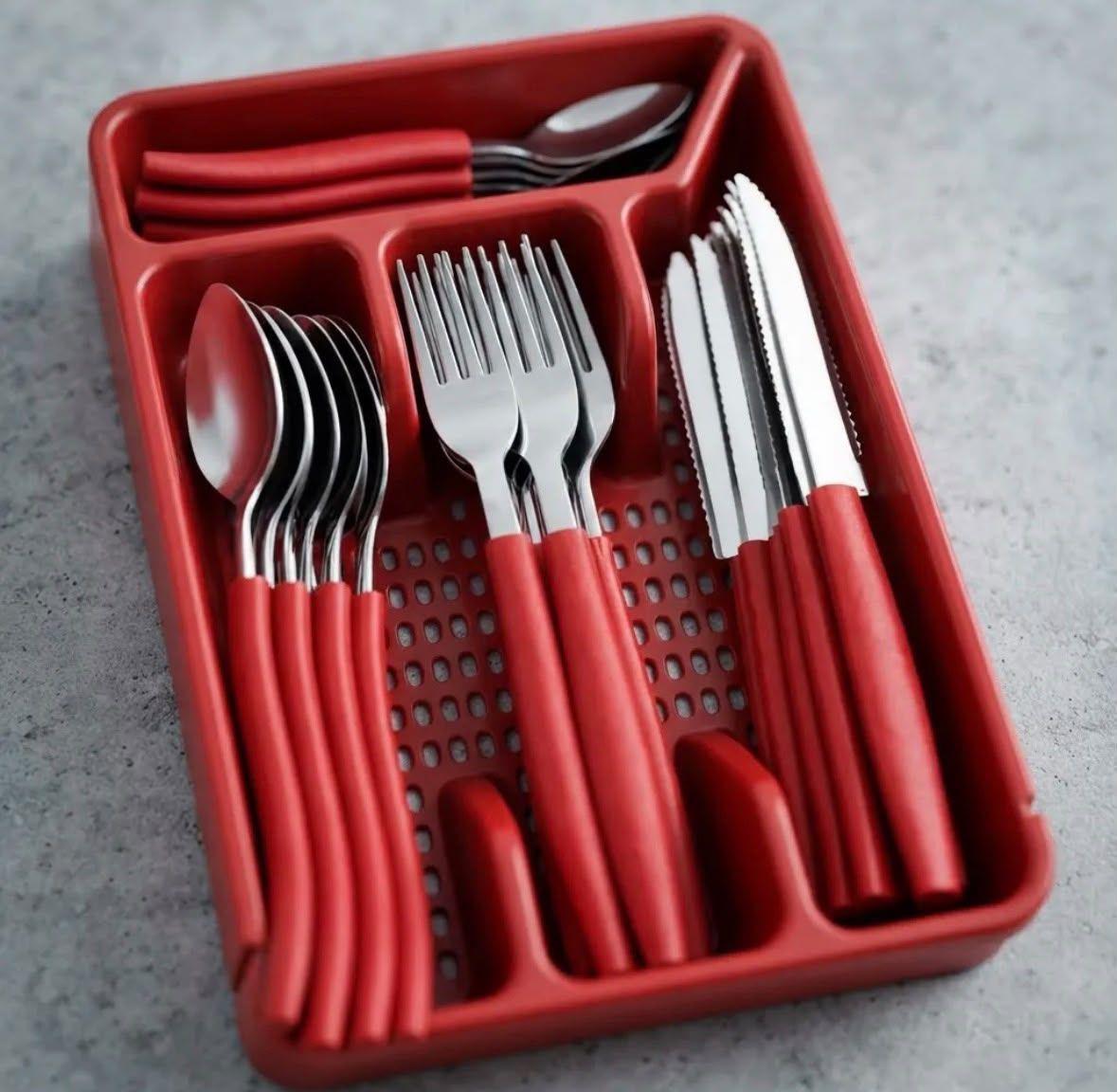 Set de Cubiertos 25 piezas Color Rojo-1