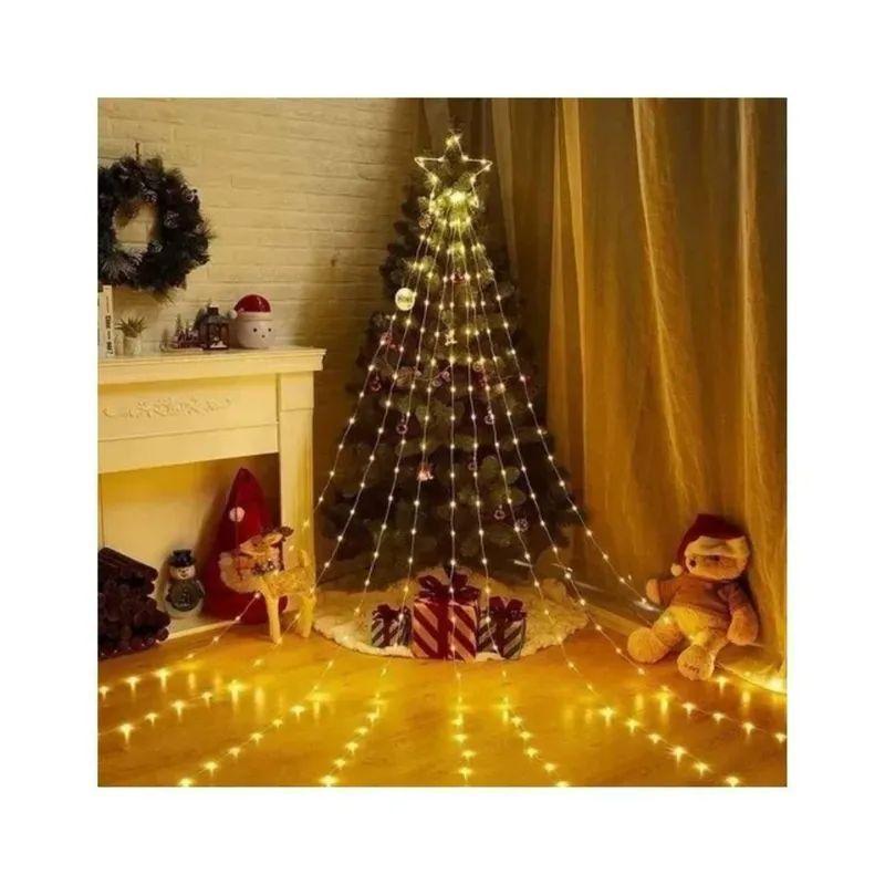 Guirnalda de luces solares con estrella de árbol, 2.5 metros-2