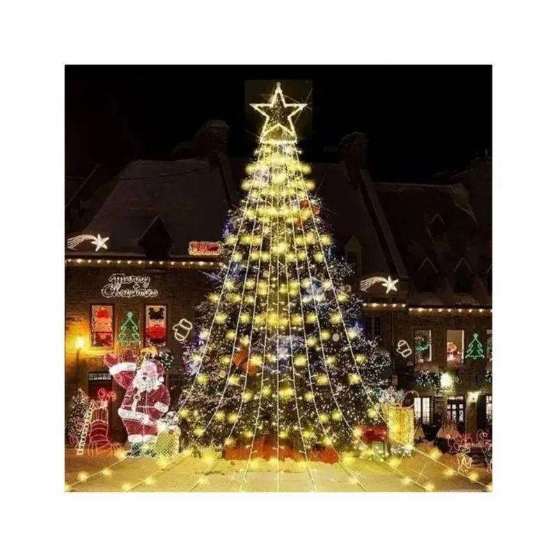 Guirnalda de luces solares con estrella de árbol, 2.5 metros-3