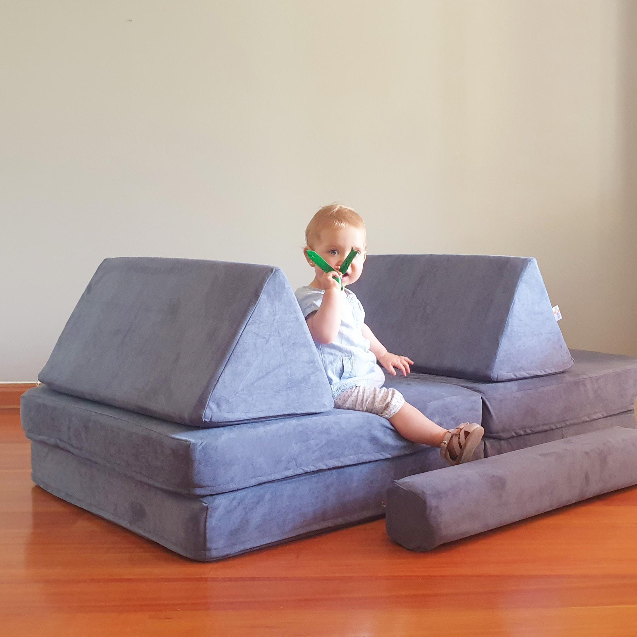 Sillón De Juegos Modular Blokid Para Niños Azul Piedra-2