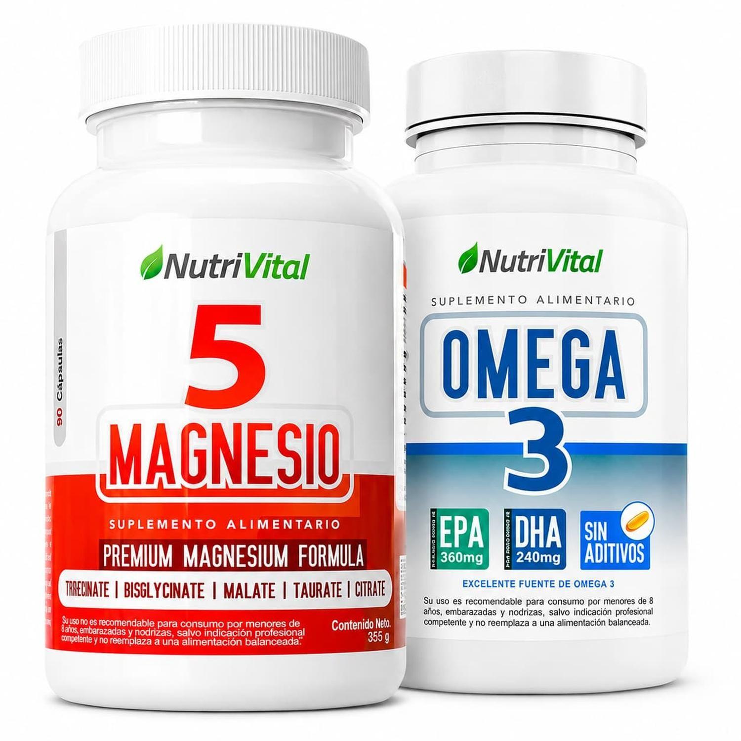 Pack 5 magnesios con omega 3 Nutrivital-0
