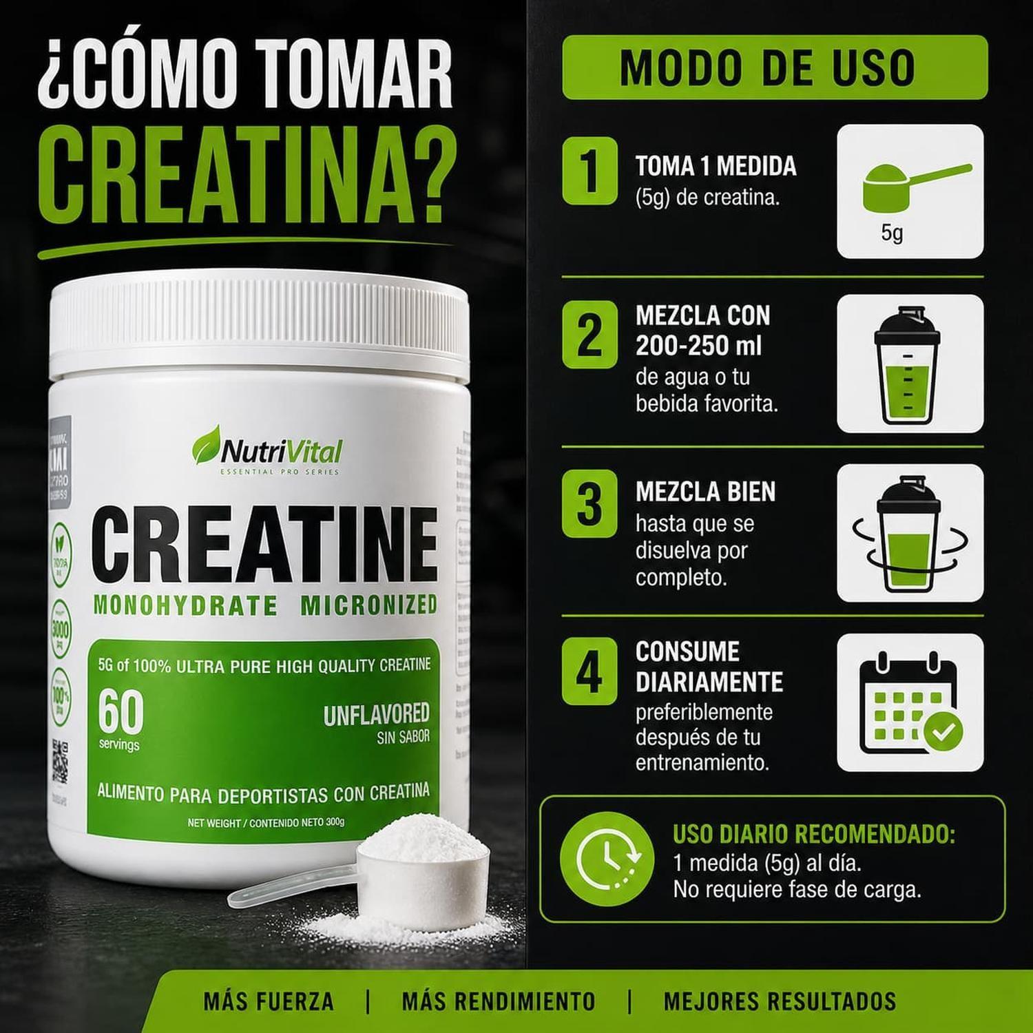 Pack 2 creatina monohidratada 300g nutrivital 120 porciones-1