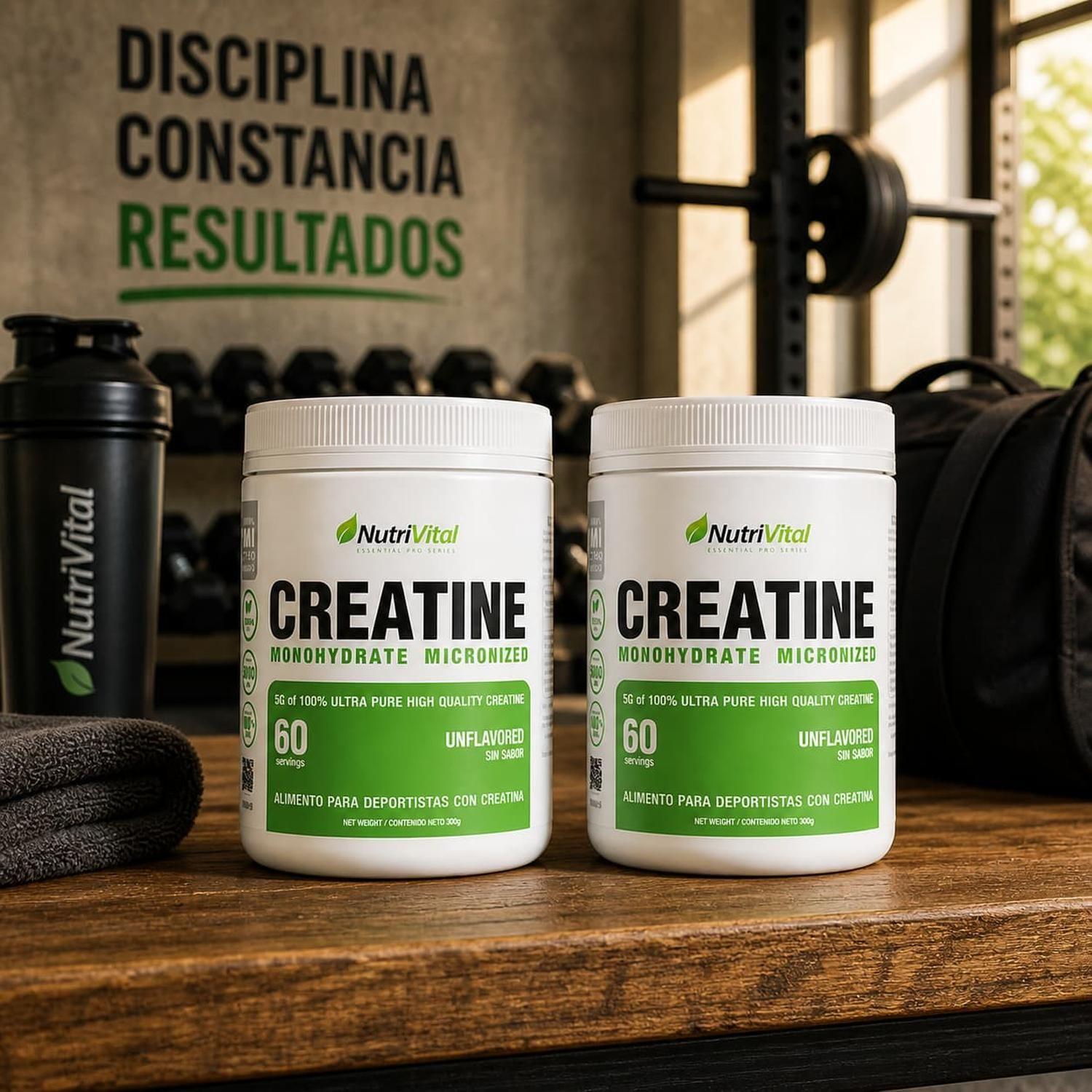 Pack 2 creatina monohidratada 300g nutrivital 120 porciones-2