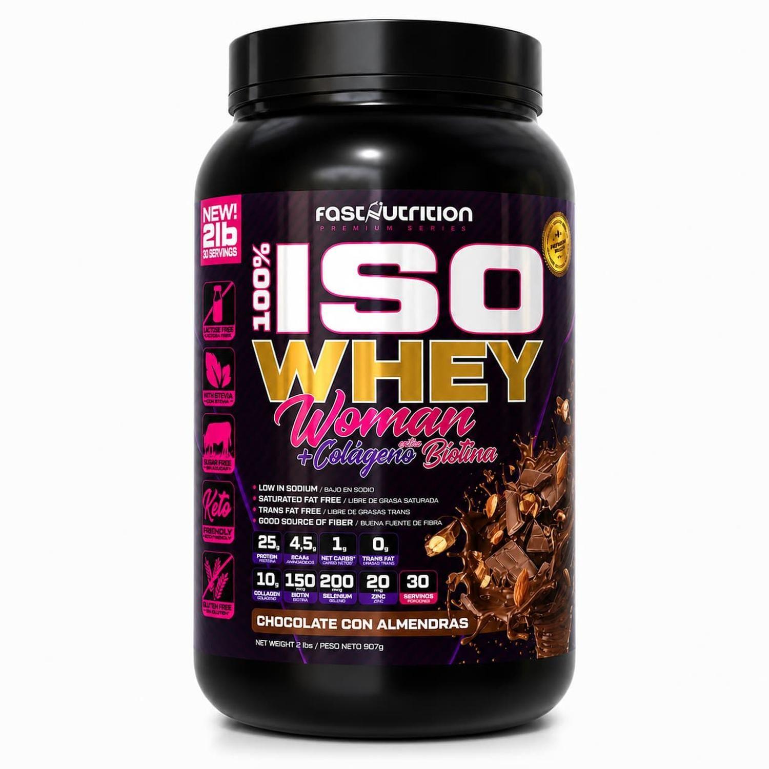 Proteína Iso Whey Woman 2 Lbs sabor Chocolate almendra-0