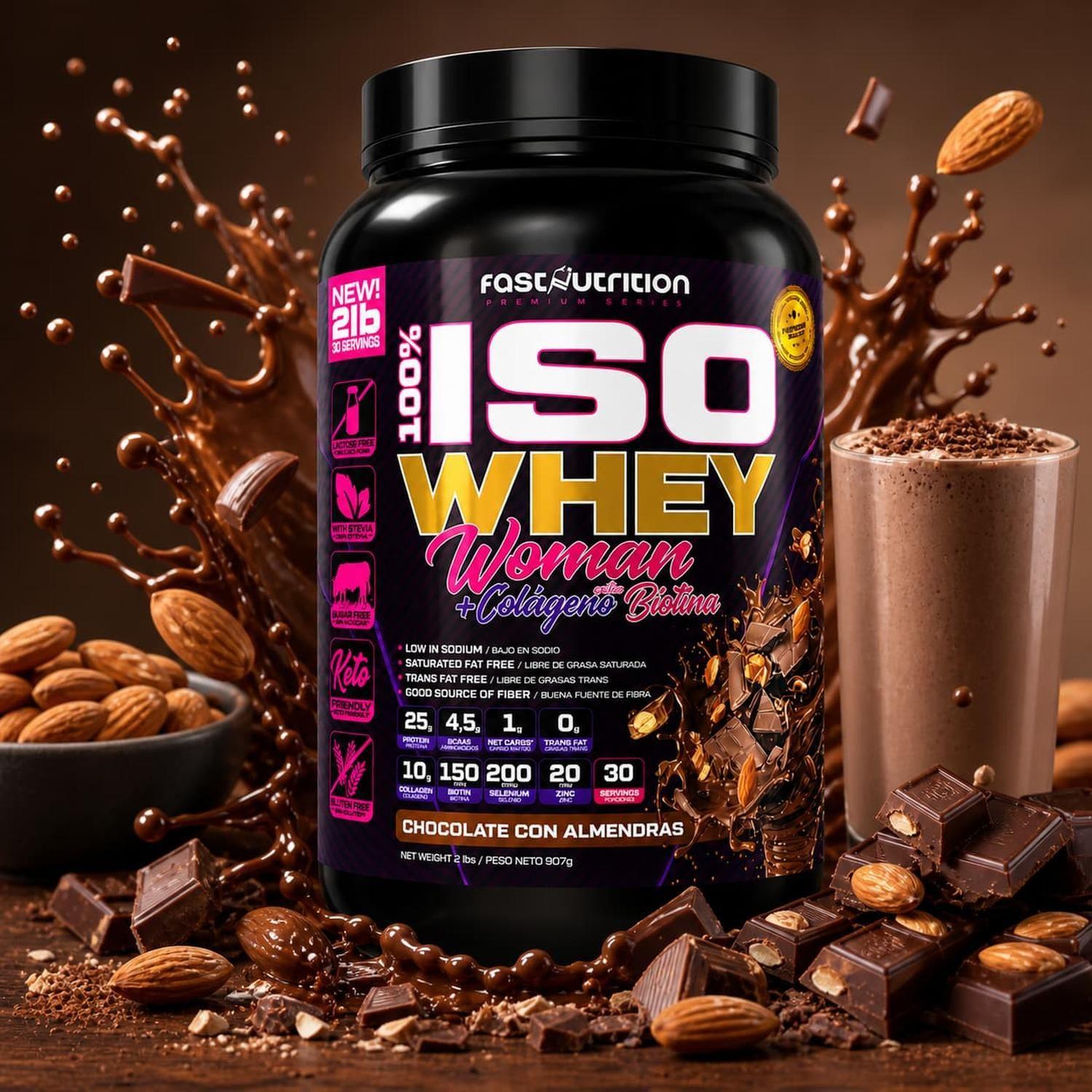 Proteína Iso Whey Woman 2 Lbs sabor Chocolate almendra-1
