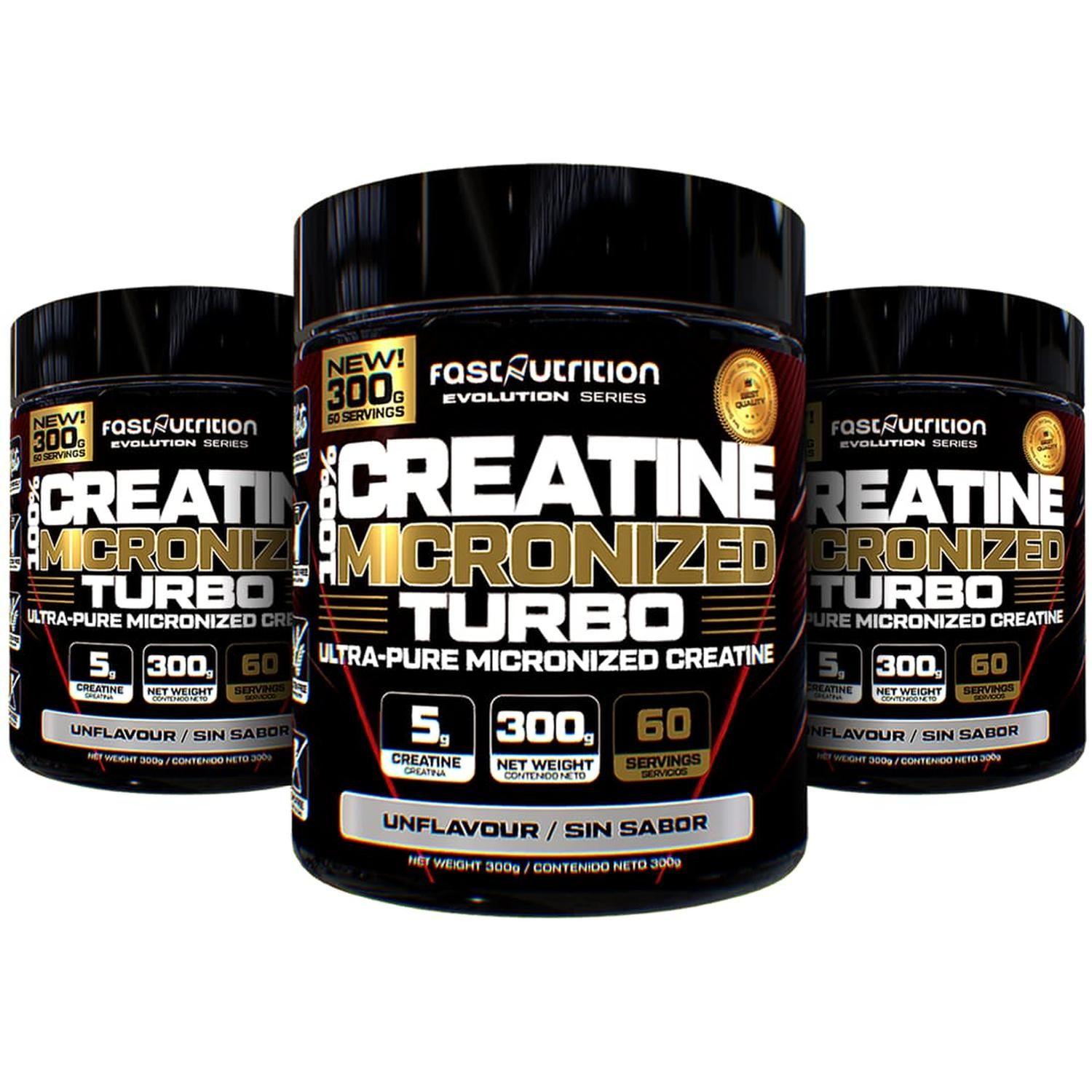 Pack 3 Creatinas monohidratadas 300g Fast Nutrition 180 porciones-0
