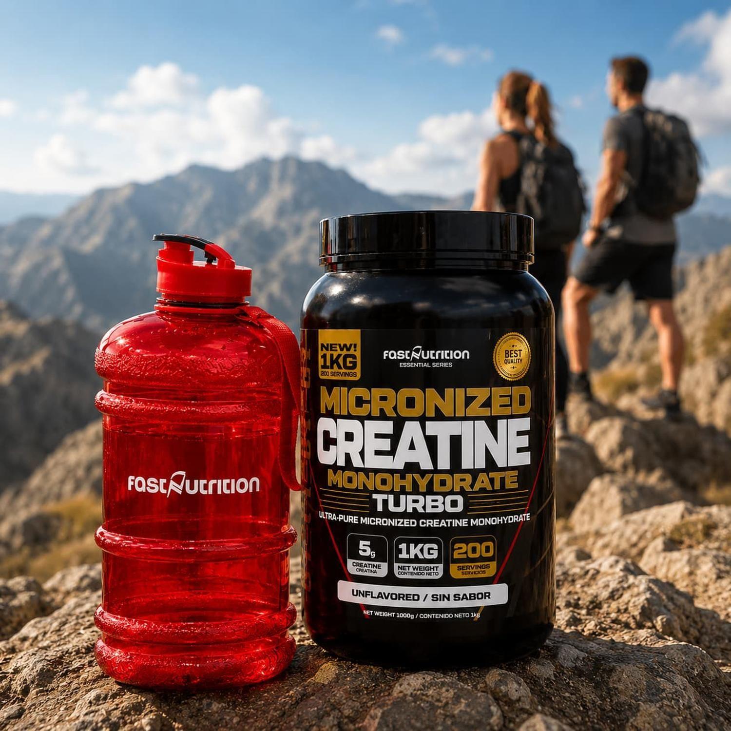 Creatina monohidratada 1kg y Botellon 2.2ltrs Fast Nutrition-1