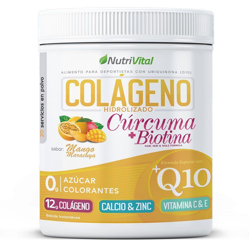 Colágeno Hidrolizado Q10 + Cúrcuma y Biotina 300 Grs Nutrivital-0
