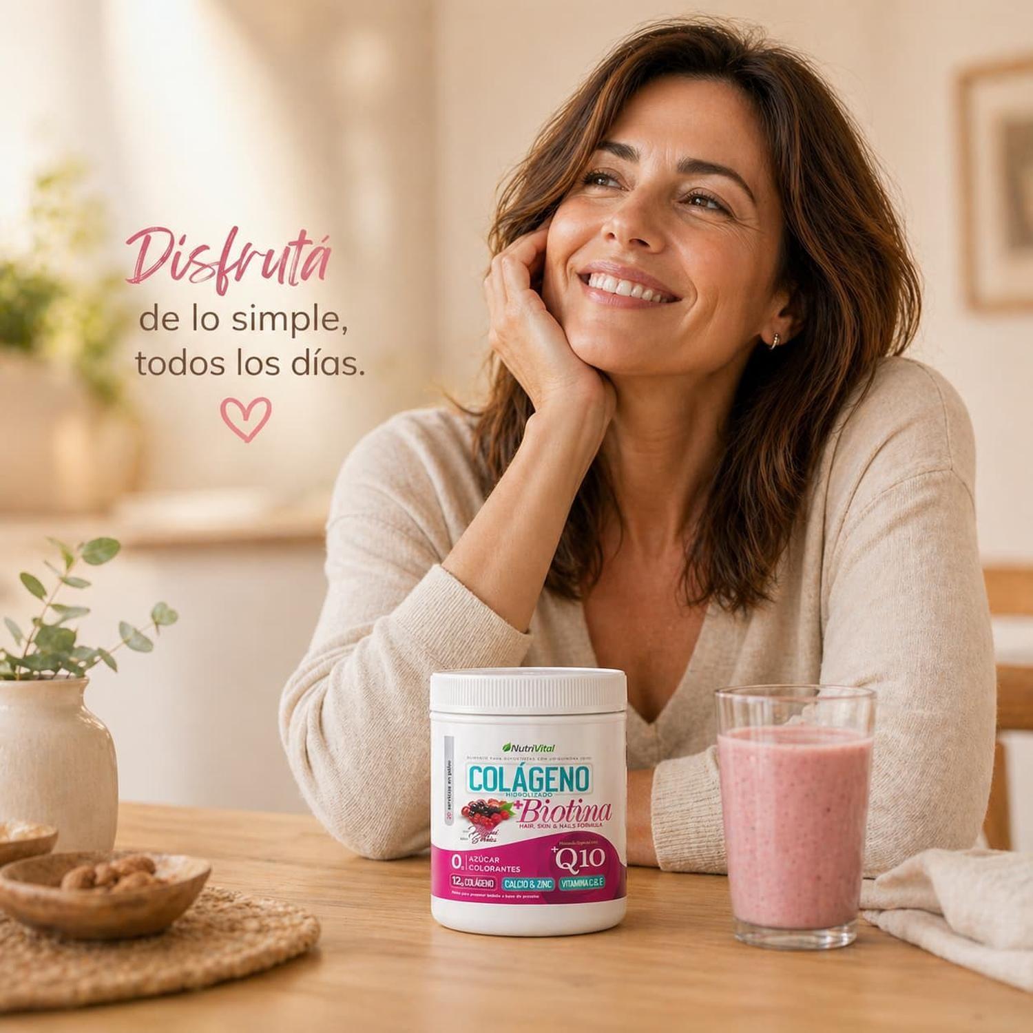 Colágeno Hidrolizado 12g + Biotina + Coenzima Q10 300 Grs Nutrivital-2