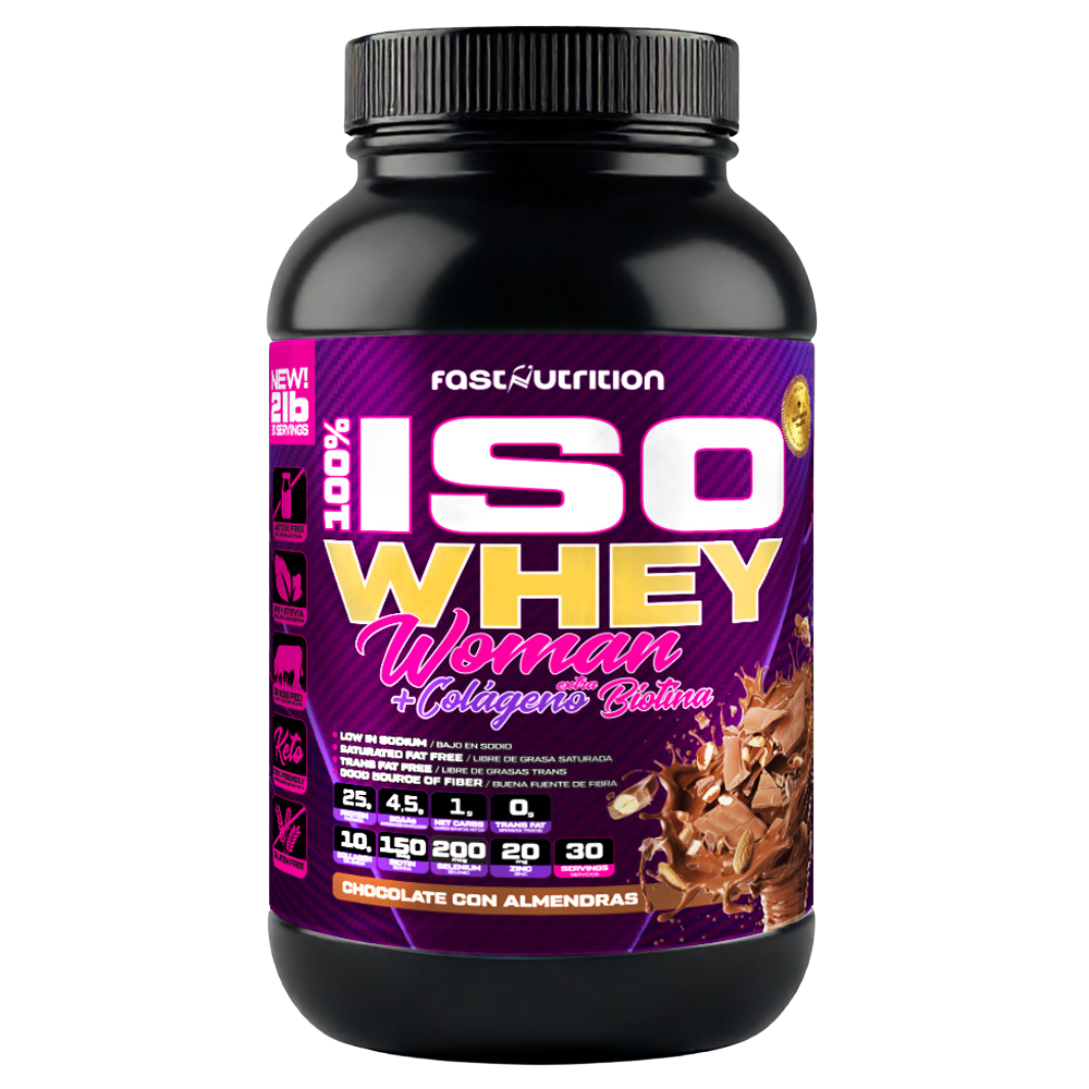 100% Iso Whey Woman 2Lbs - Chocolate con Almendras-0