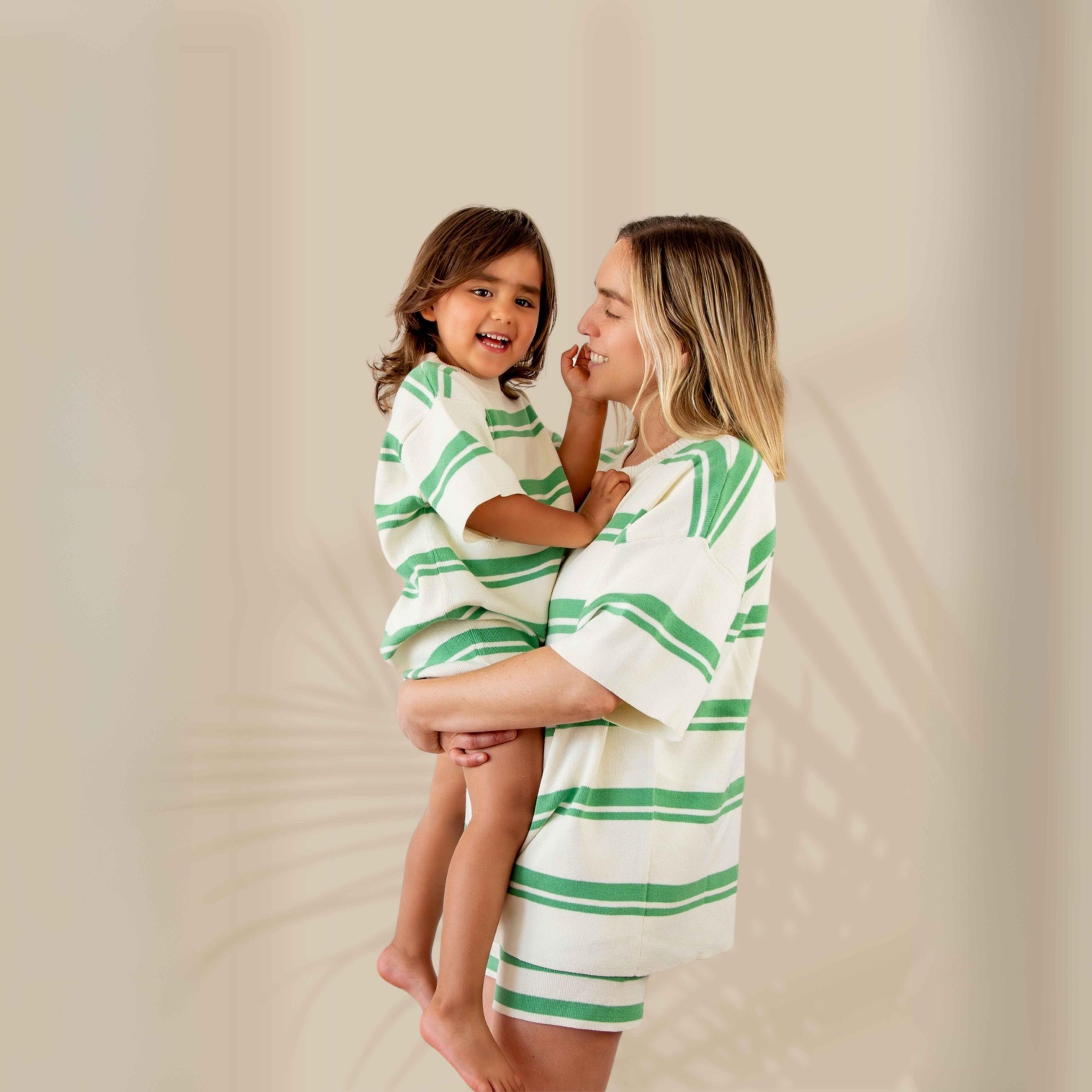 Enterito Kids Verde/Beige Tejido 100% Algodón Orgánico-1