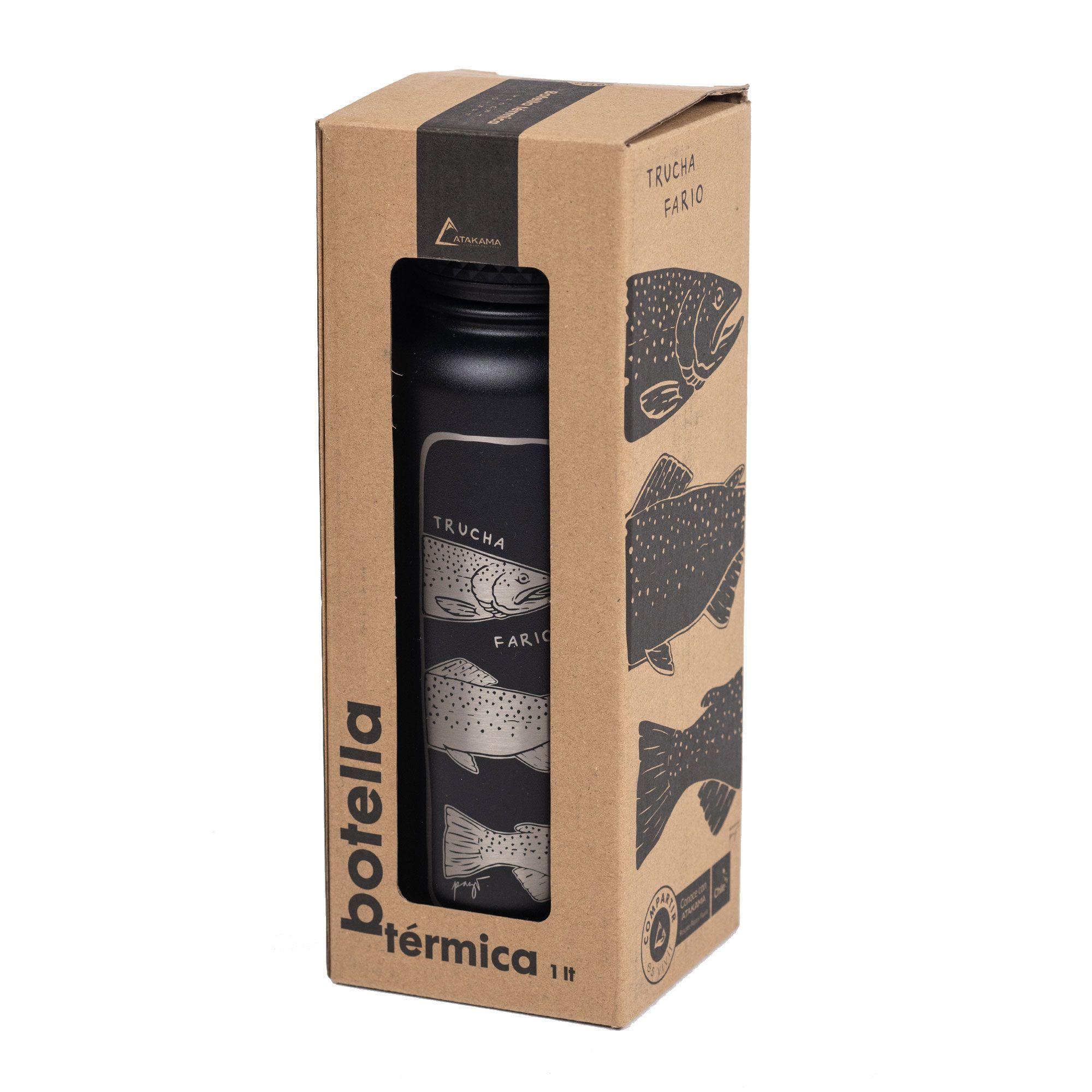 Botella Térmica 1 Lt Negra Trucha Fario Atakama Outdoor-2
