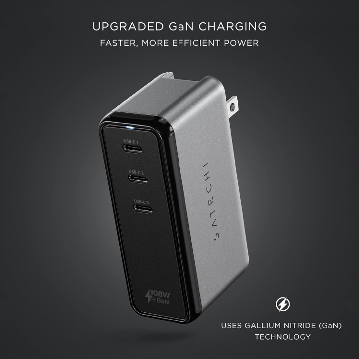 Cargador Gan De Pared De 3 Puertos Usb-c De 108w Satechi-2
