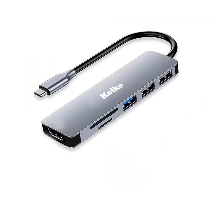 Hub Usb C Adaptador Kolke 6 En 1 Usb 3.0 Hdmi 4k Open Box-1