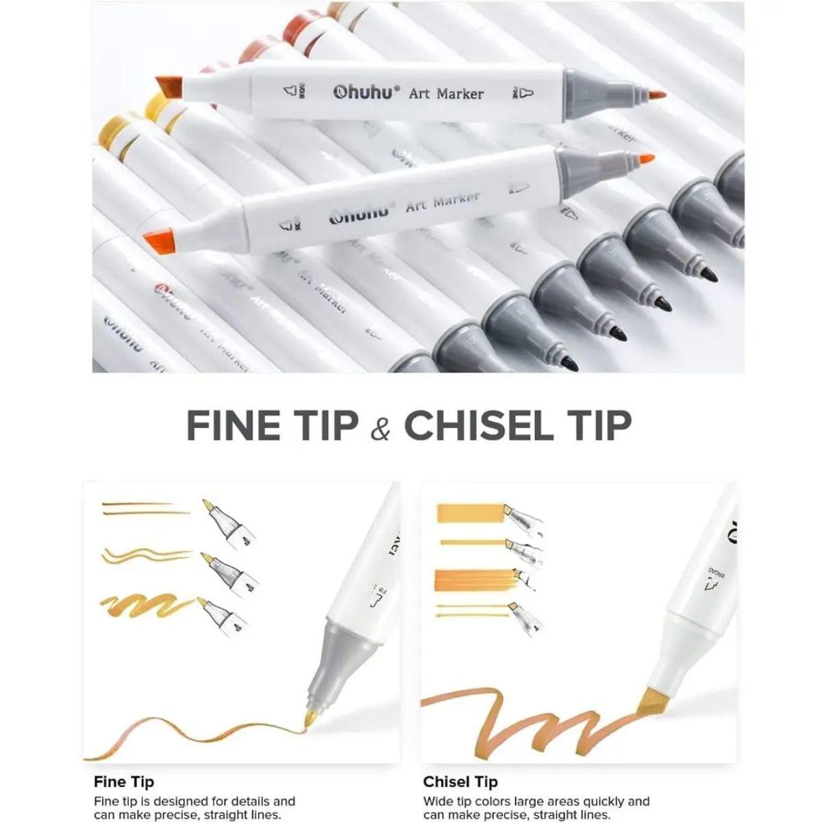 Marcadores al Alcohol Ohuhu Honolulu 100 Colores + Blender-1