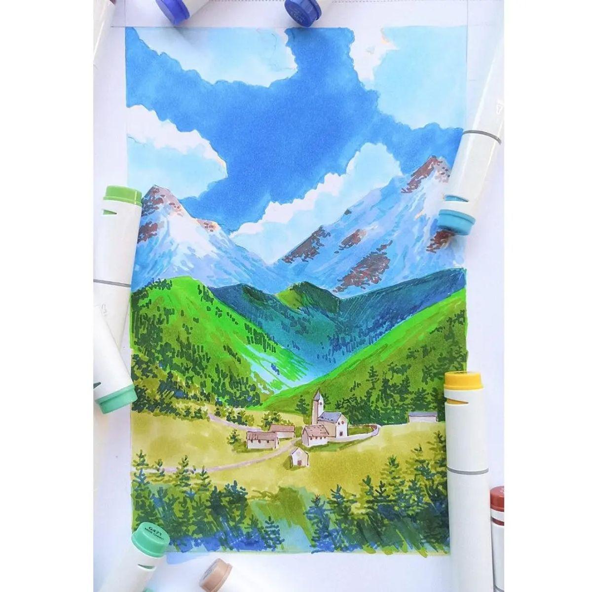 Marcadores al Alcohol Ohuhu Honolulu 100 Colores + Blender-4