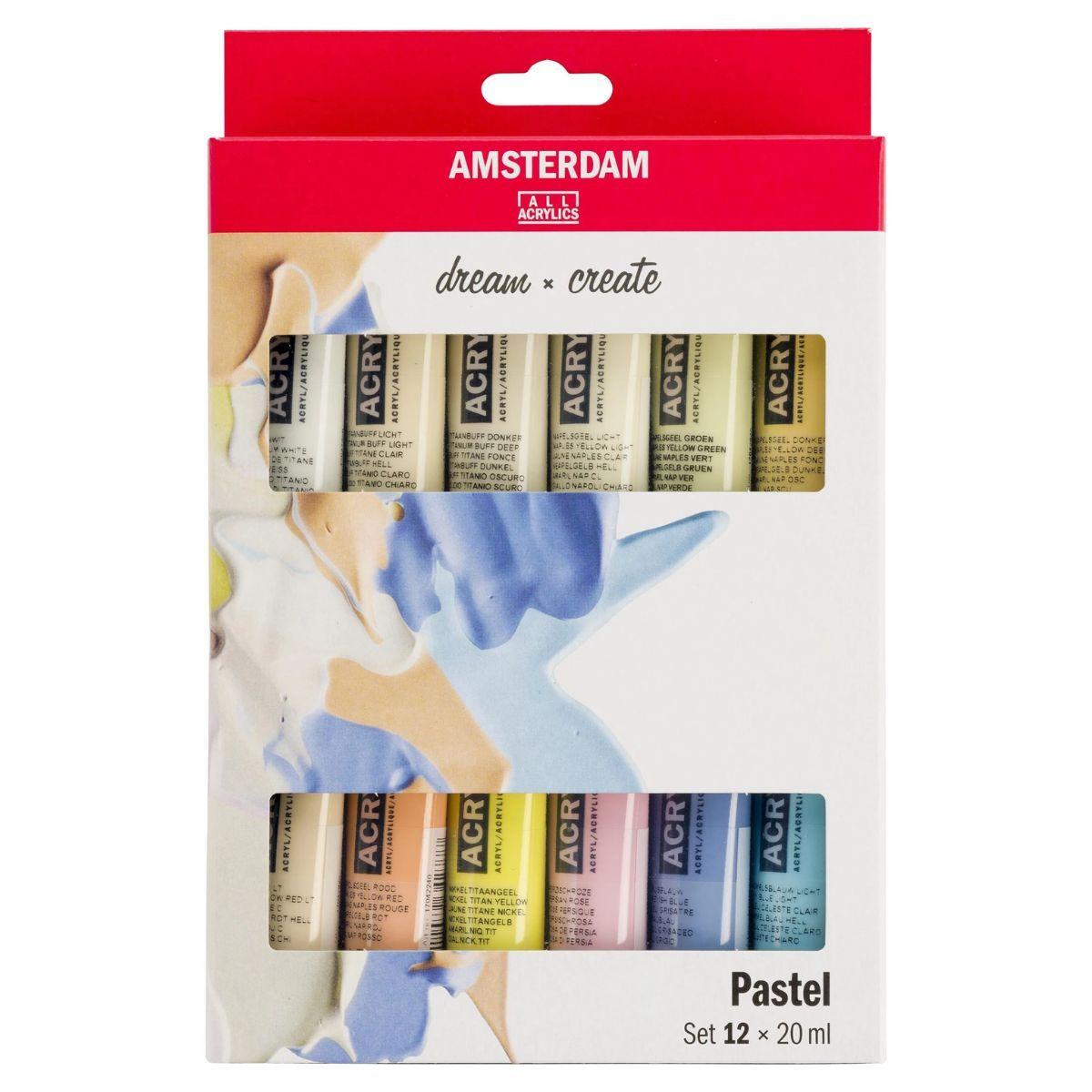 Acrílico Amsterdam Pack 12 Colores 20ml Pasteles-0