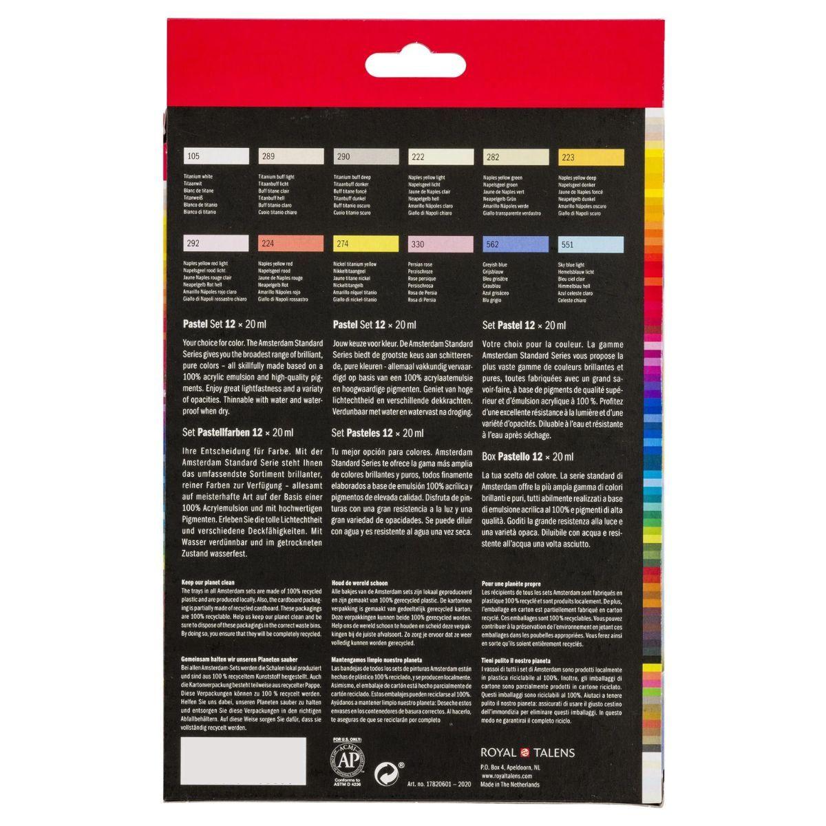 Acrílico Amsterdam Pack 12 Colores 20ml Pasteles-3