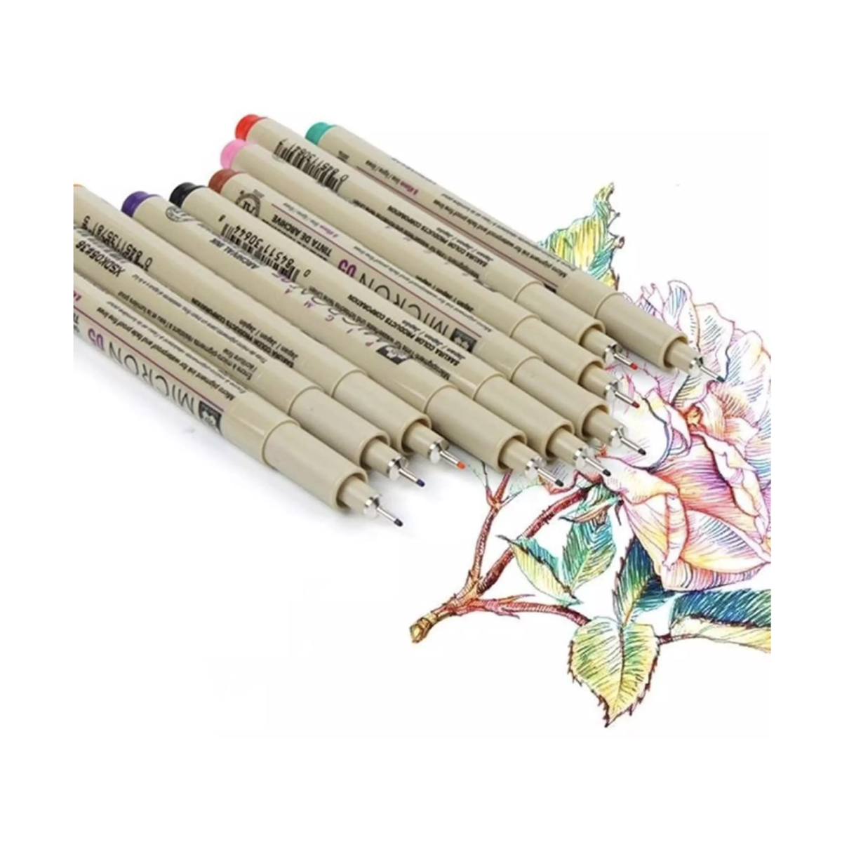 Tiralíneas Sakura Pigma Micron 0.05 Set 8 Colores-2