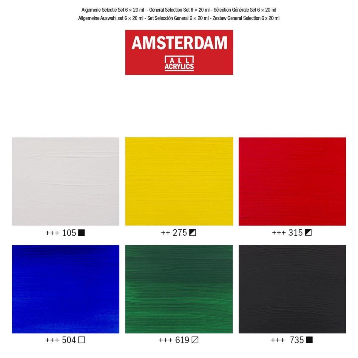 Acrílico Amsterdam Pack 6 Colores 20ml Selección General-3