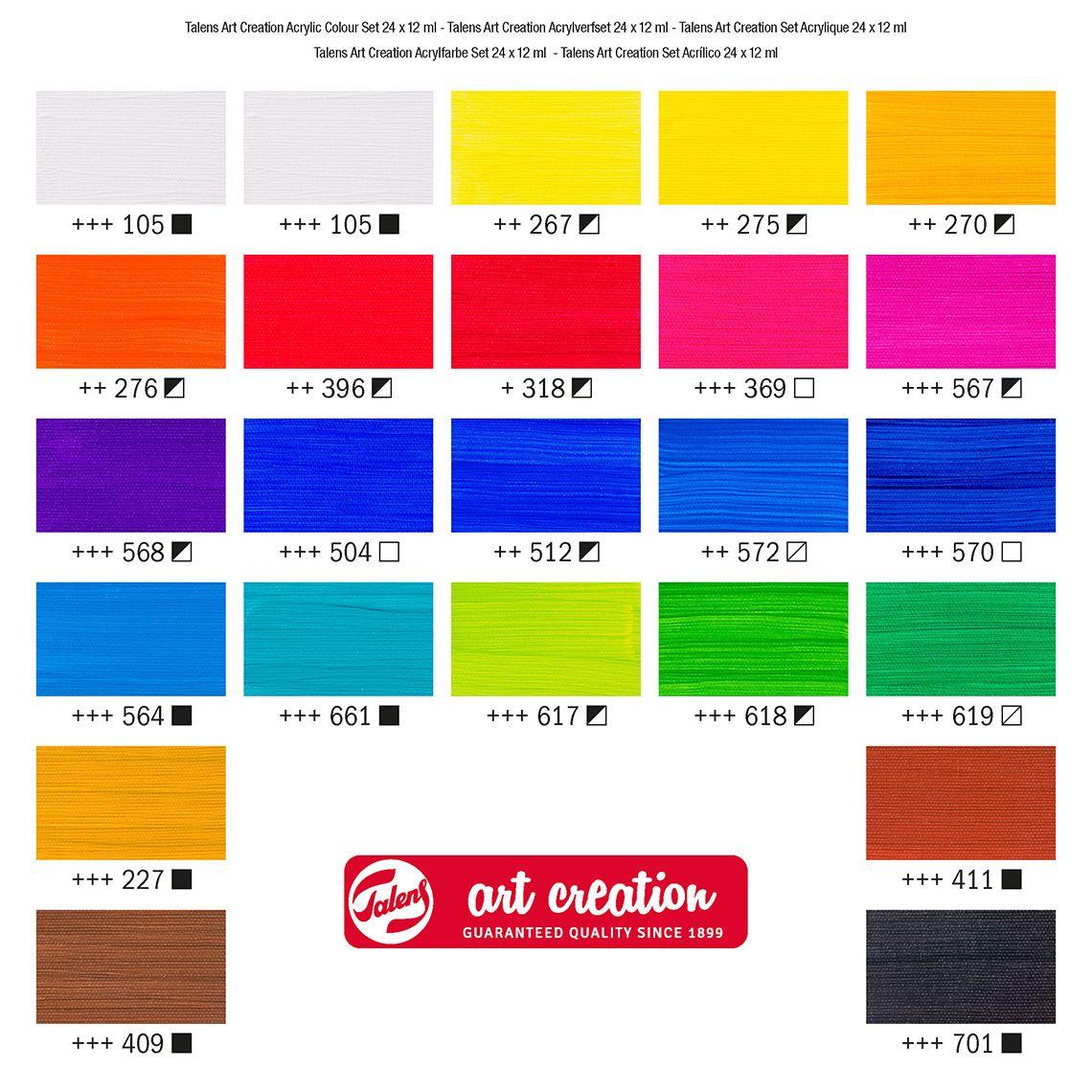Acrílicos Art Creation Set 24 Colores 12ml Selección General-2
