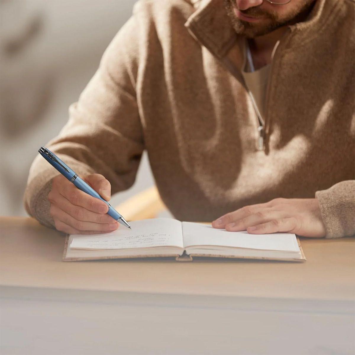 Roller Parker IM Writing Rituals Azul Cielo Tinta Negra-6