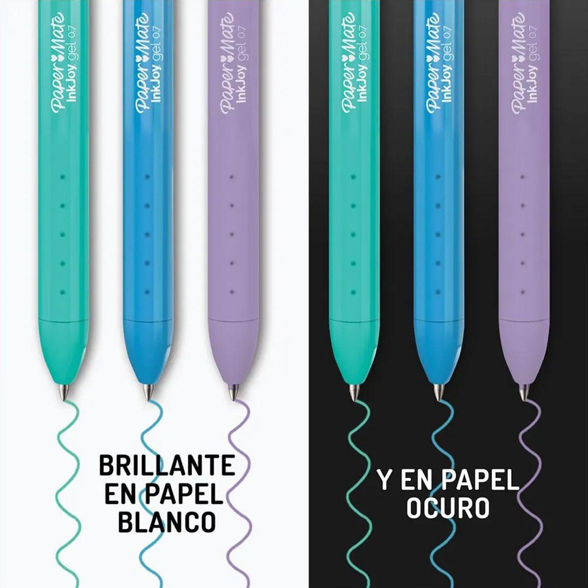Set 3 Bolígrafos Gel Inkjoy Paper Mate Retráctil Punta 07mm-2
