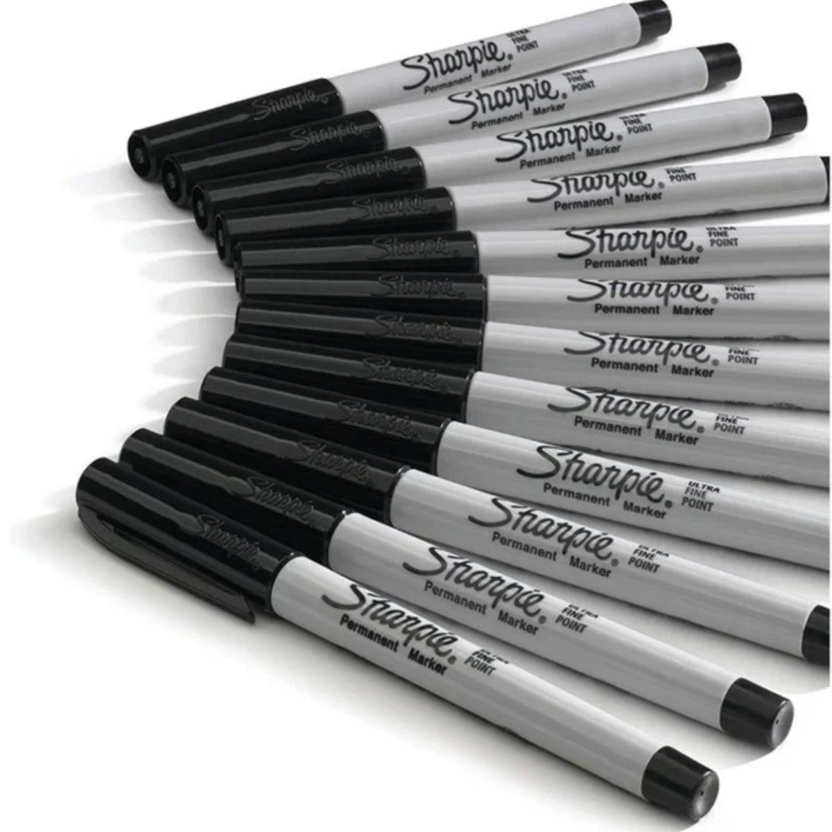 Caja 12 Marcadores Permanentes Sharpie Punta Ultrafina Negro-3