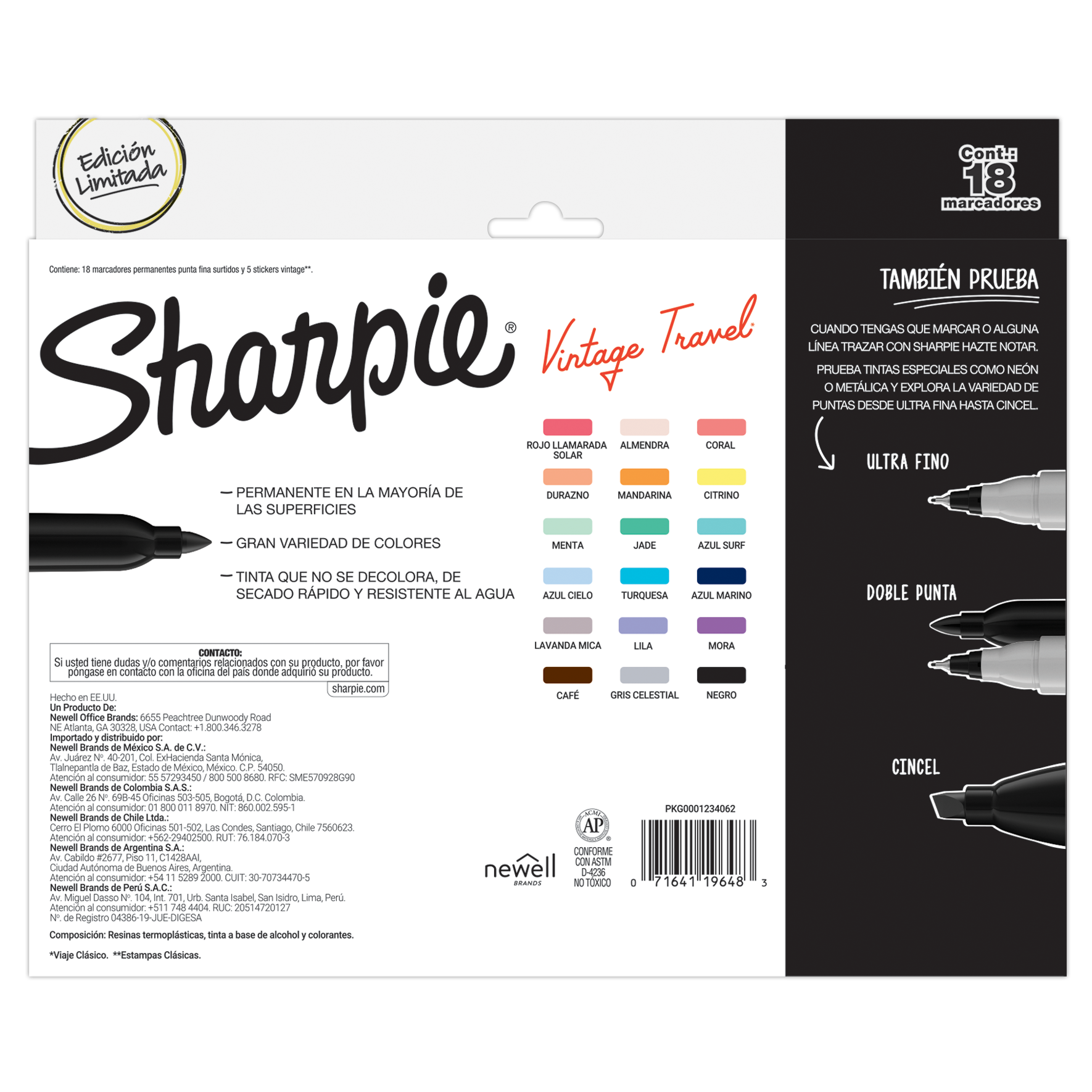 Marcadores Sharpie Vintage Travel Set 18 Colores-2