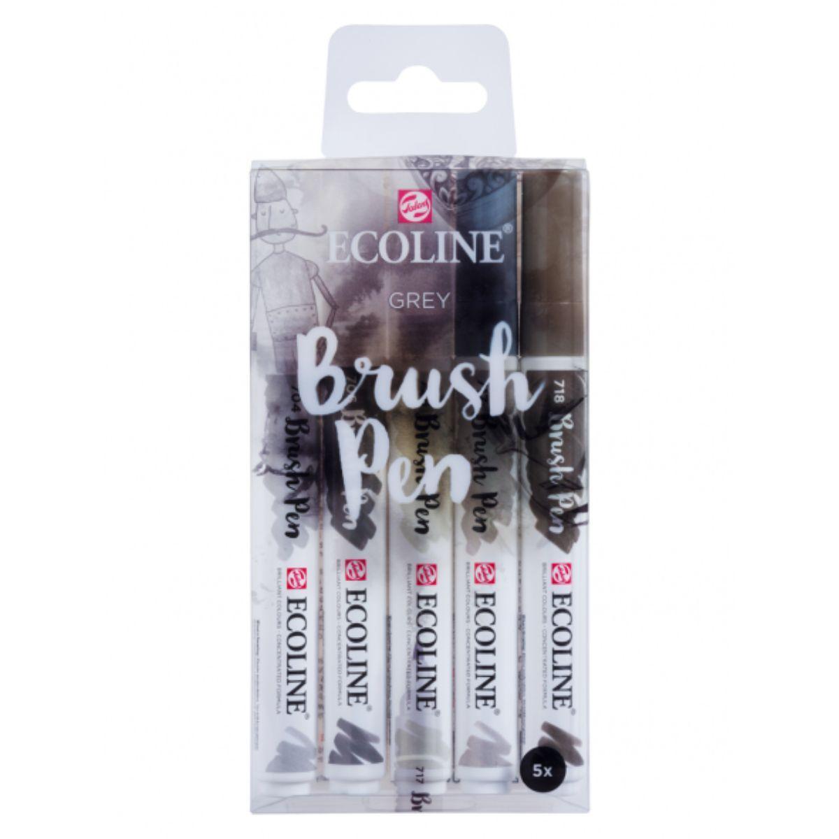 Set 5 Marcadores Acuarela Ecoline Colores Gris-3