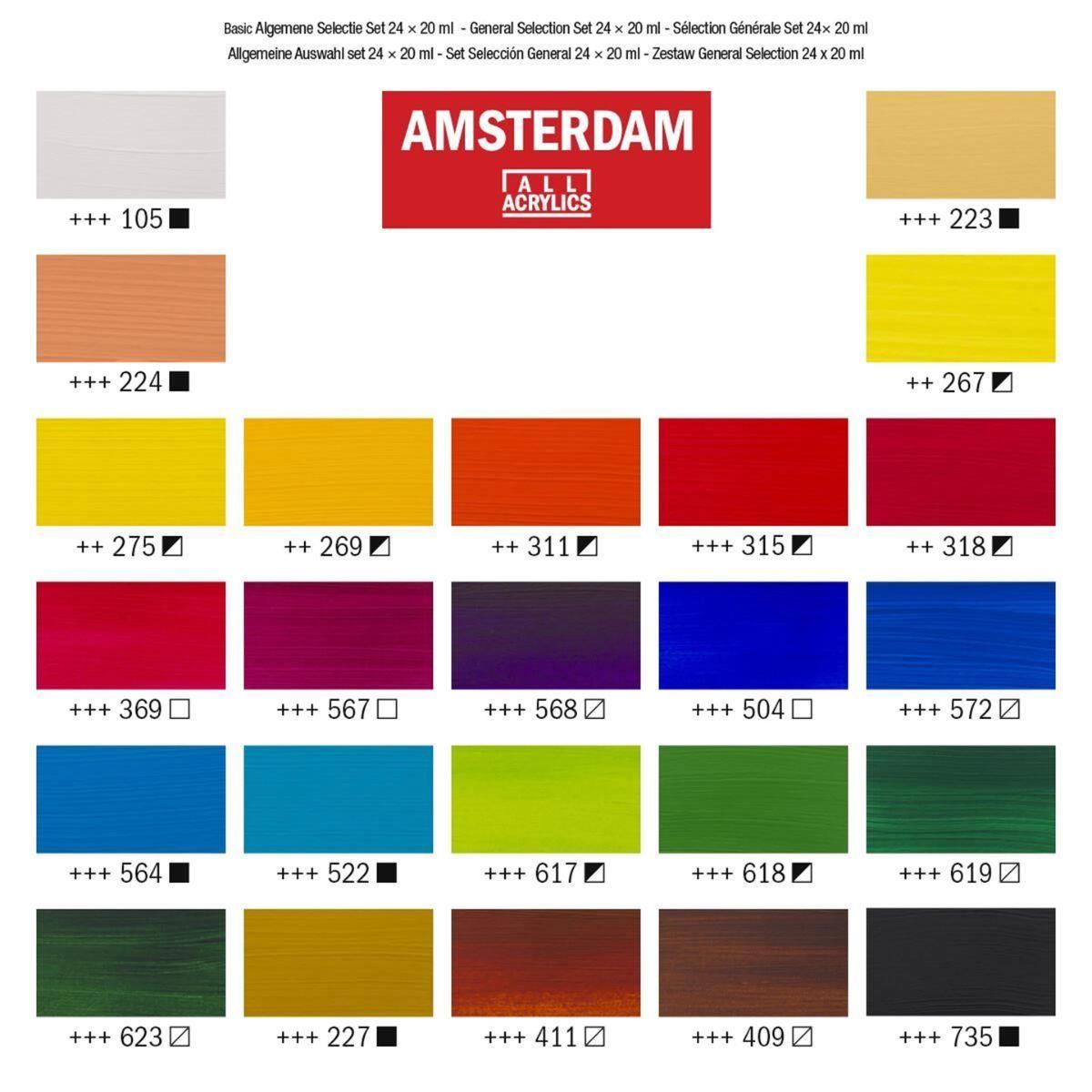 Acrílico Amsterdam Pack 24 Colores 20ml Selección General-3