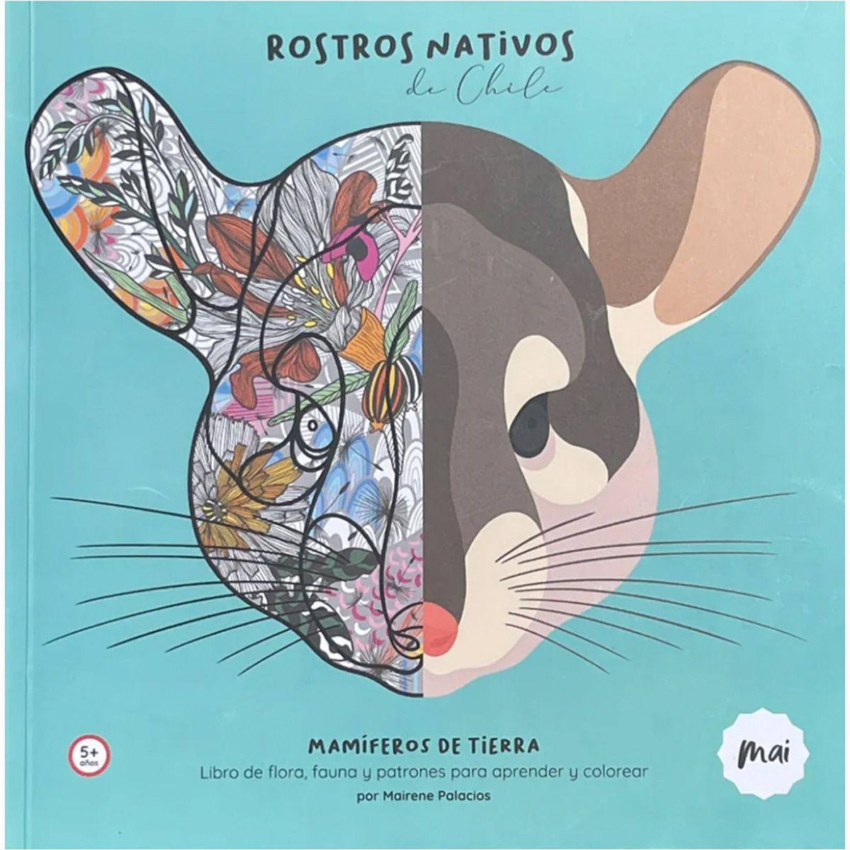 Libro Colorear Rostros Nativos de Chile Mamíferos de Tierra-0