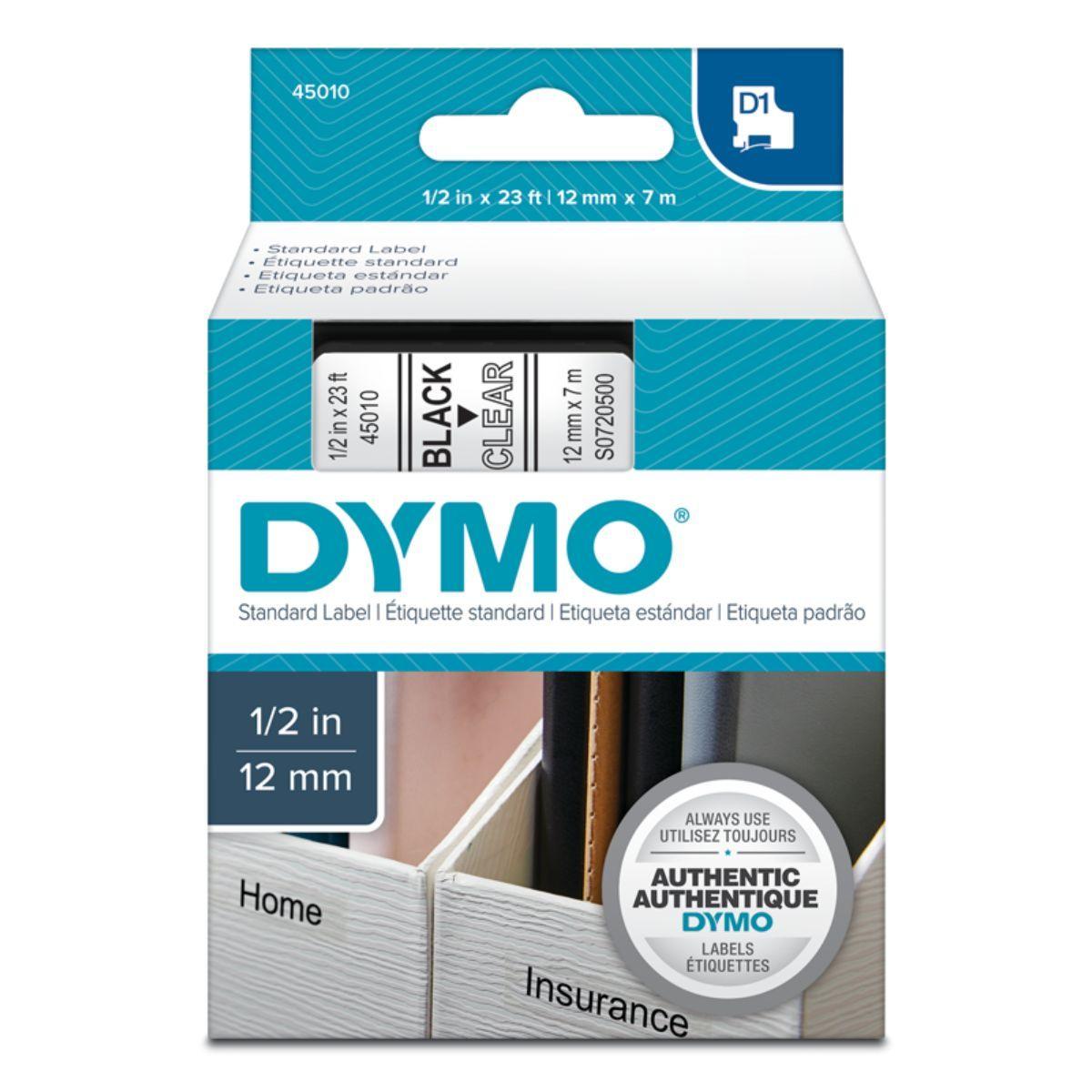 Cinta D1 Dymo 12mmx7m Negro/Transparente-3