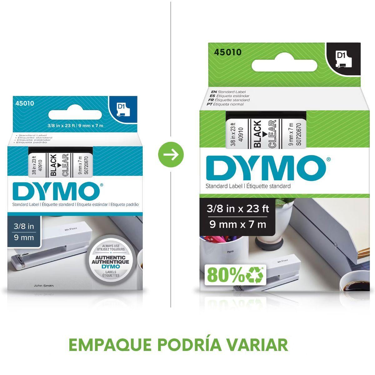 Cinta D1 Dymo 12mmx7m Negro/Transparente-4