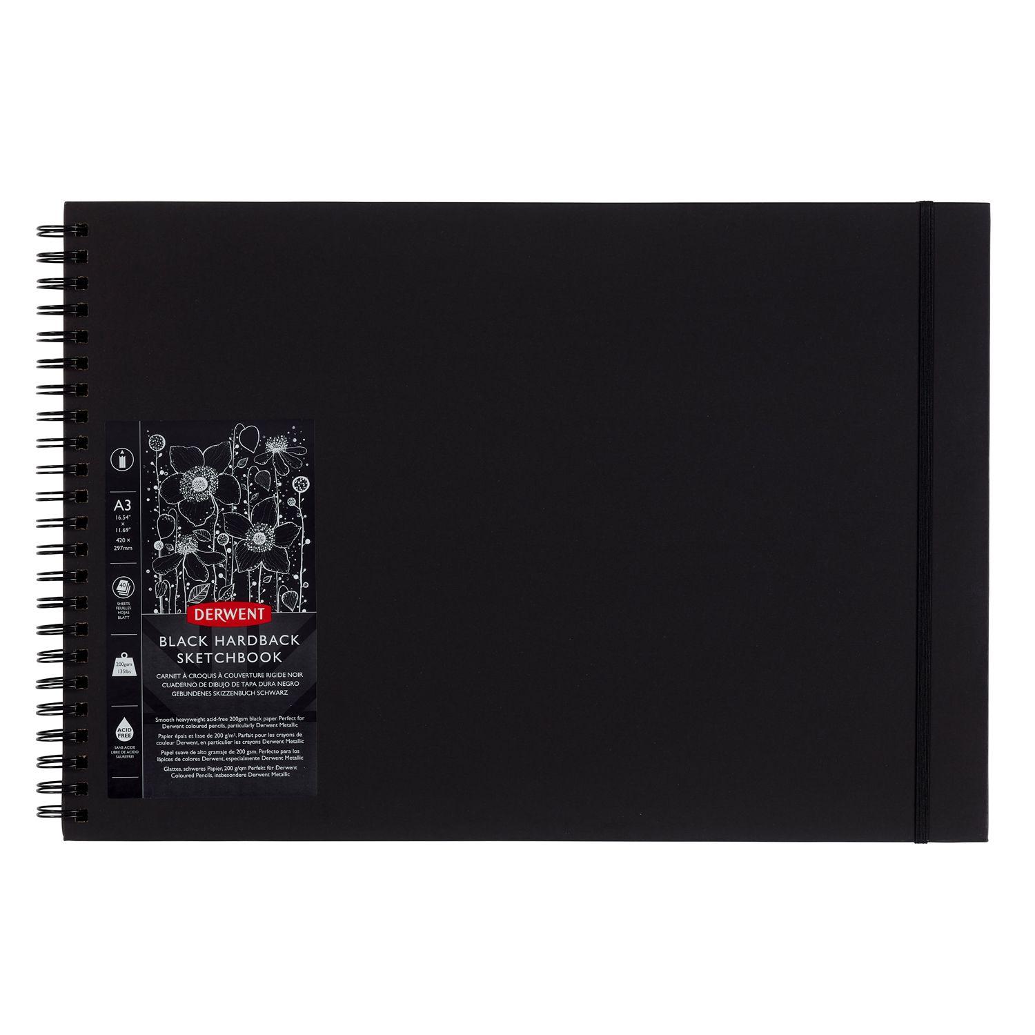 Croquera Dibujo Derwent Hoja Negra 200gr 40 Hojas A3 42x29cm-0