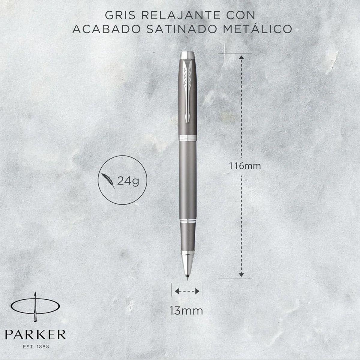 Roller Parker IM Writing Rituals Gris Punta Fina Tinta Negra-5