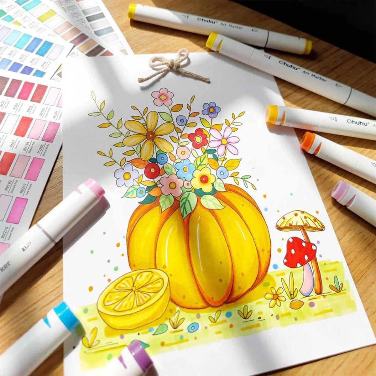 Marcadores al Alcohol Ohuhu Oahu Set 40 Colores + 1 Blender-6