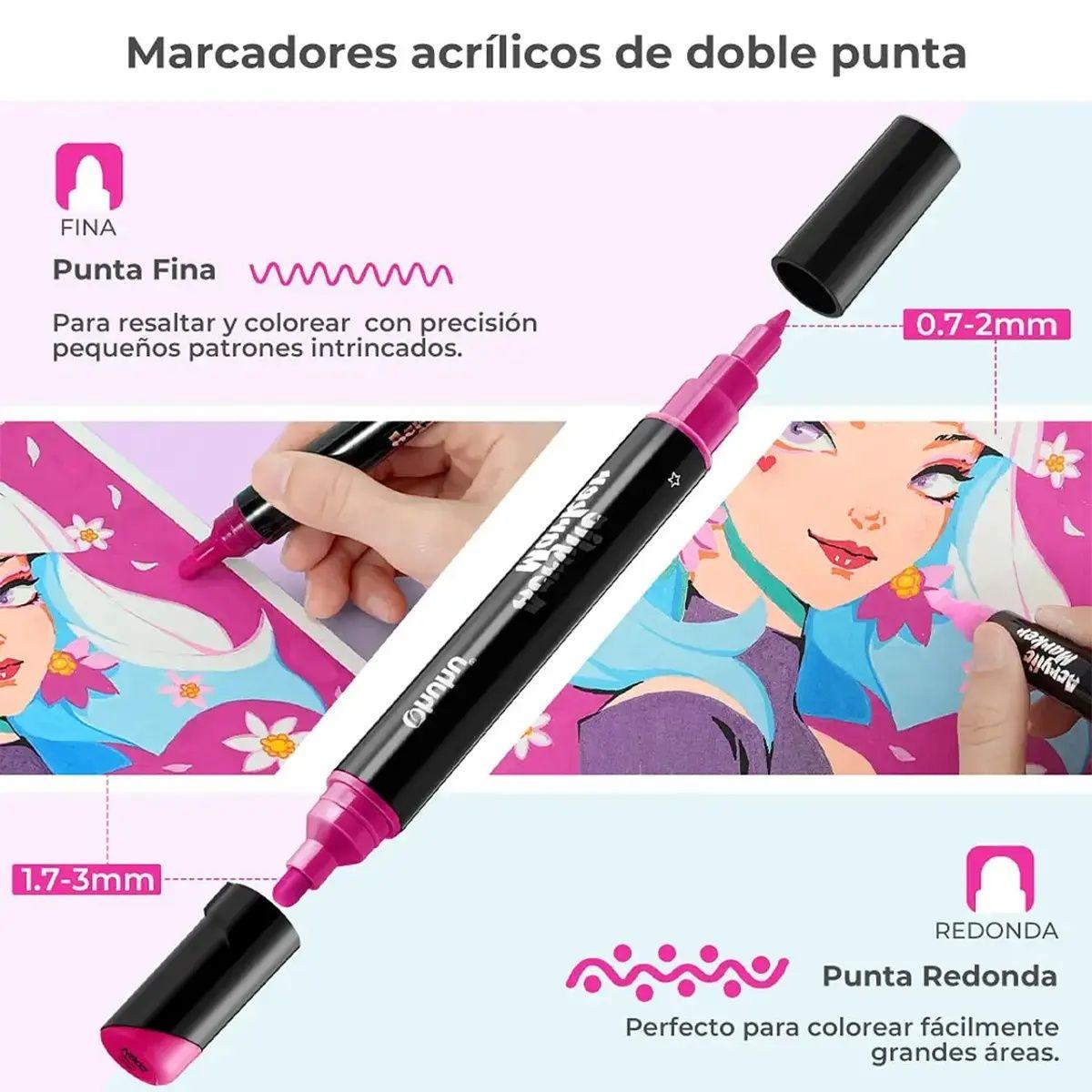 Set 60 Marcadores Acrilicos Ohuhu Kakaako Doble Punta-5