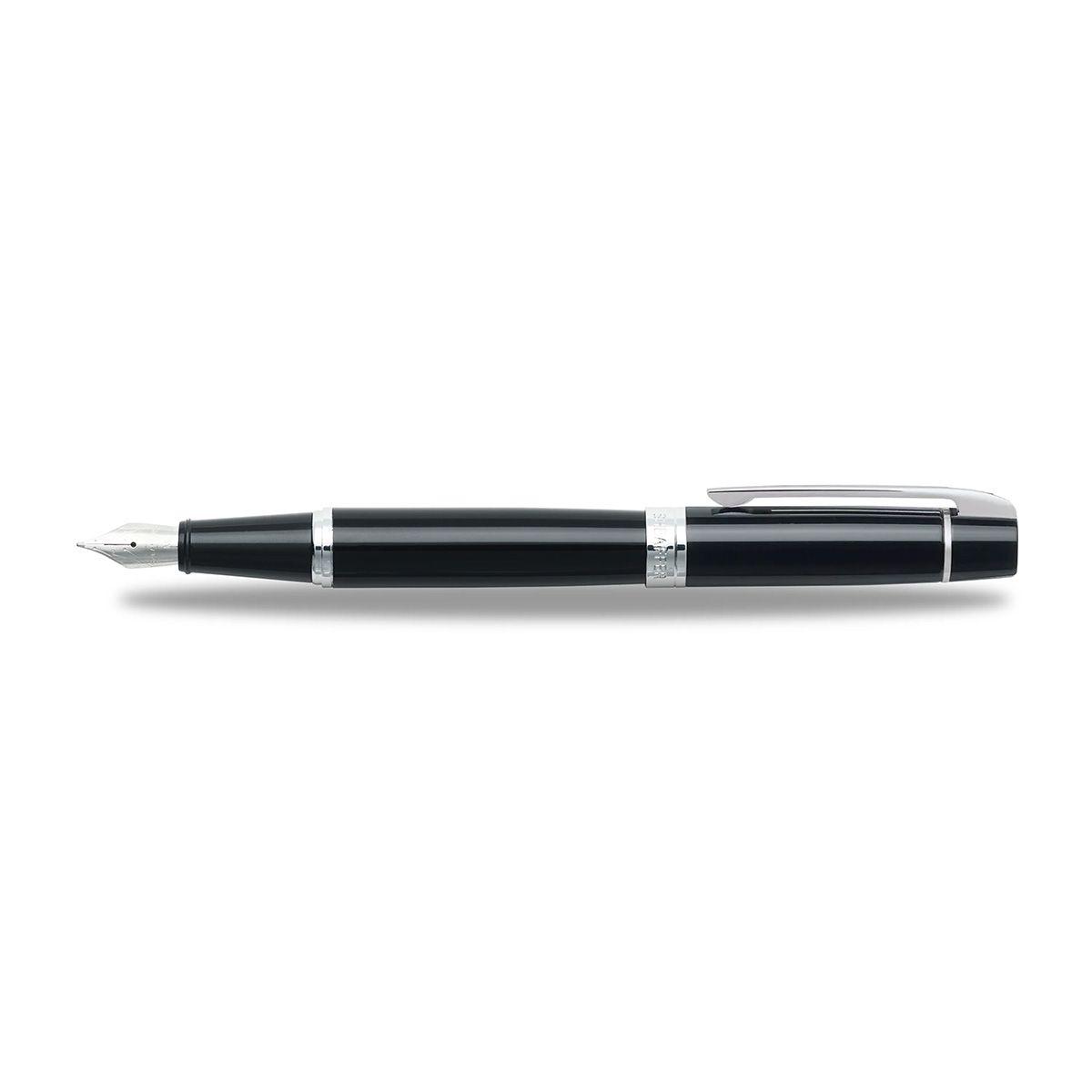 Plumas Sheaffer Serie 300 Punta M. Negro Brillante Plateado-2