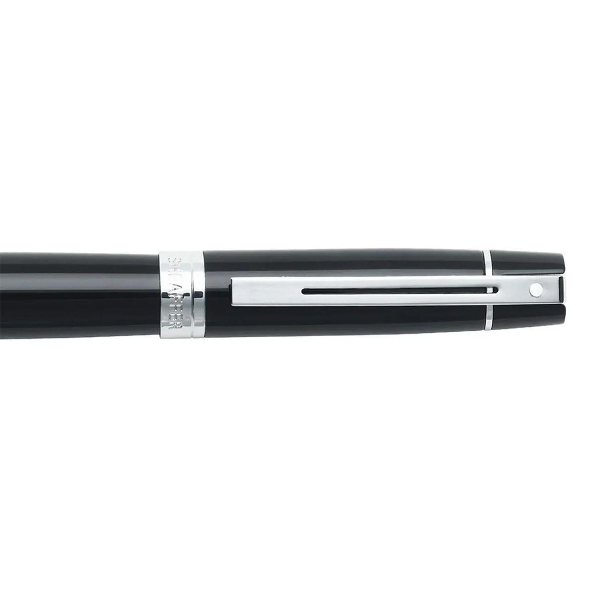 Plumas Sheaffer Serie 300 Punta M. Negro Brillante Plateado-3