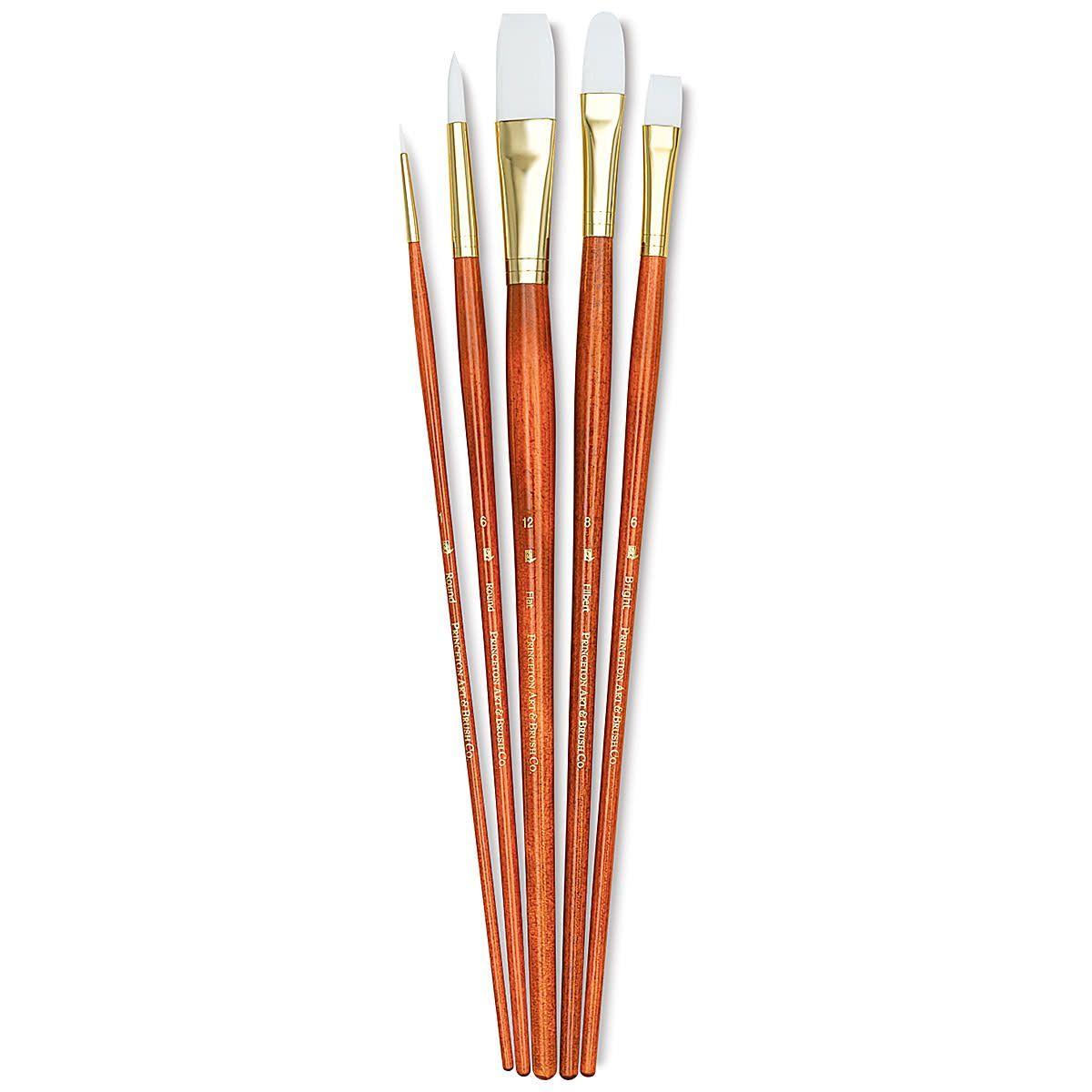 Pinceles Princeton Mango Largo Pelo Sintético Blanco Set 5-2