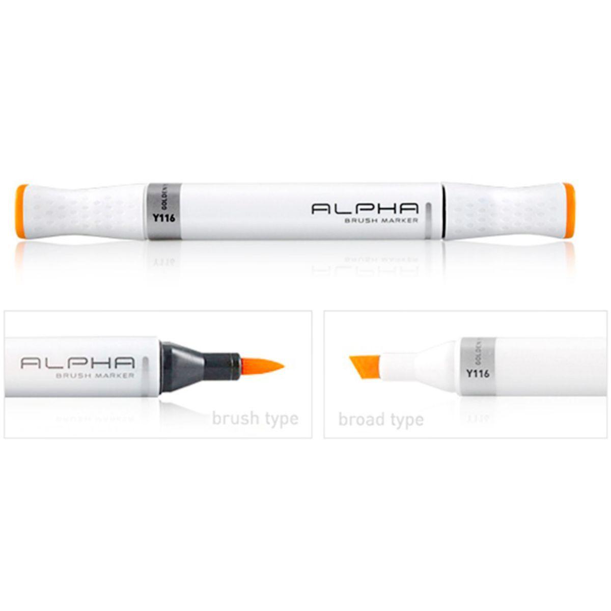 Plumones Punta Pincel Alpha Brush Basicos B Set 12 Colores-3