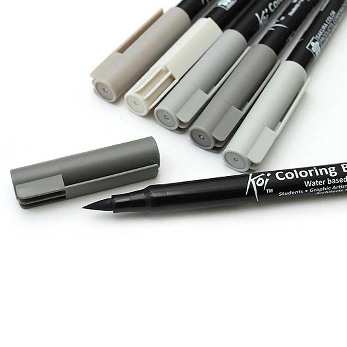 Plumones Punta Pincel Sakura Koi Set 6 Grises-3
