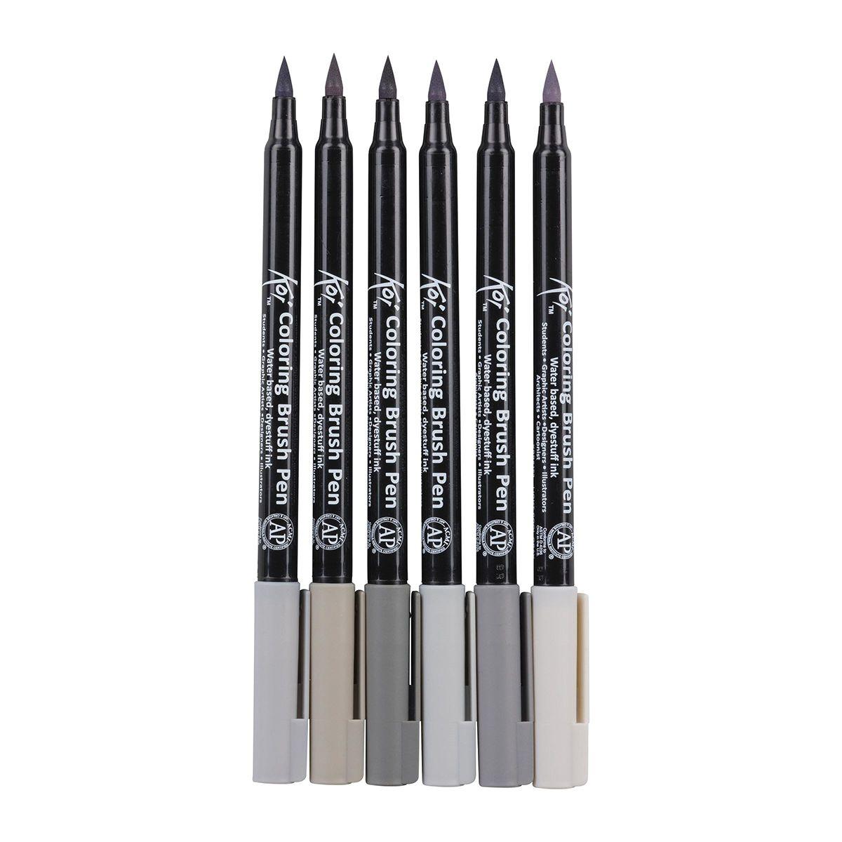 Plumones Punta Pincel Sakura Koi Set 6 Grises-3