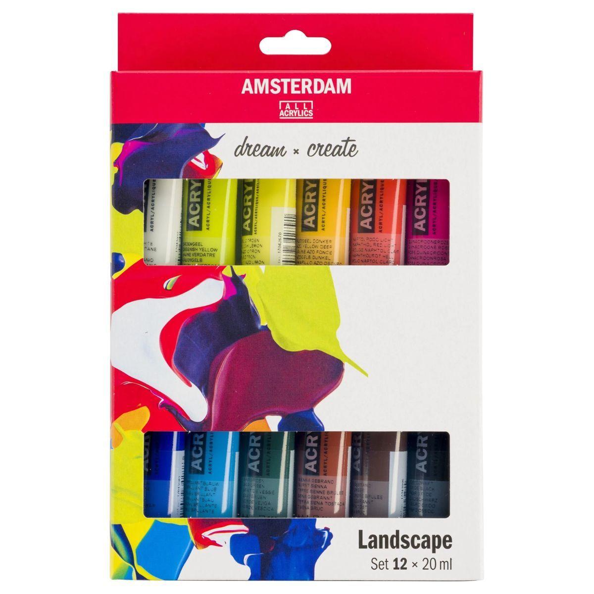 Acrílico Amsterdam Pack 12 Colores 20ml Paisaje-0