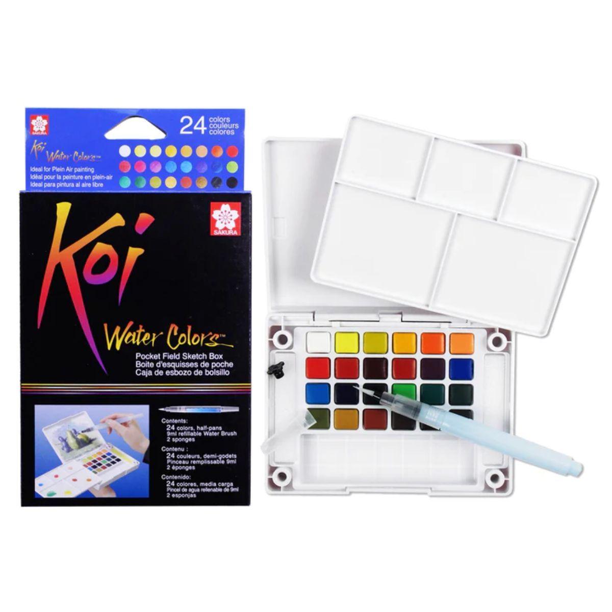 Set de Acuarelas Koi 24 Pastillas con Pincel de Agua-2