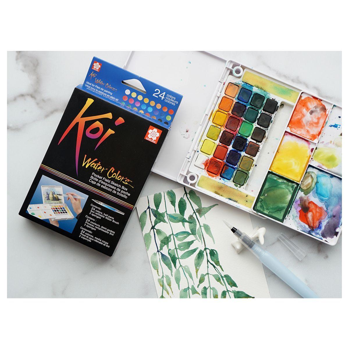 Set de Acuarelas Koi 24 Pastillas con Pincel de Agua-4