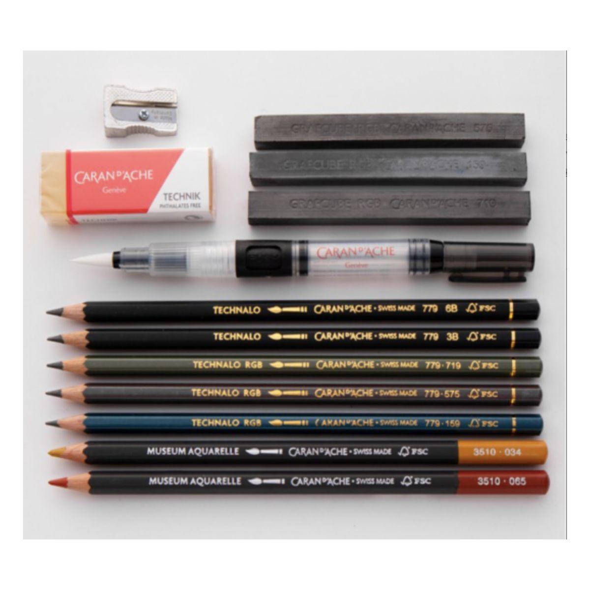 Lápices Acuarelables MultiTécnicas Caran D Ache 13 Piezas-1