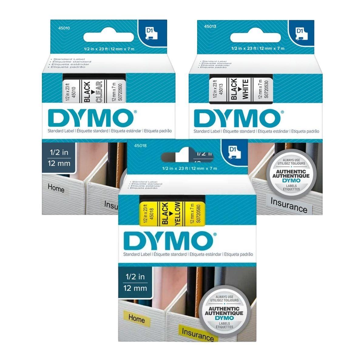 Cinta Dymo D1 12mm X 7m Negro Amarillo-3